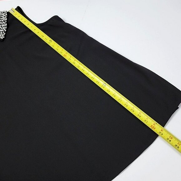 Wallis Women's Black Sleeveless Tunic Top Beaded Collar Applique Slits Size 10 - Picture 10 of 12